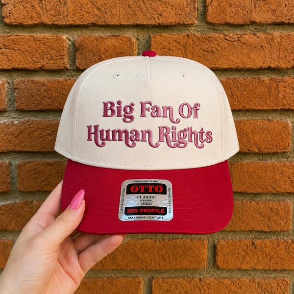 Big Fan Of Human Rights Embroidery Design, Human Rights Quote Machine Embroidery File, Feminist Hat Embroidery Pattern, PES DST EXP jef vp3