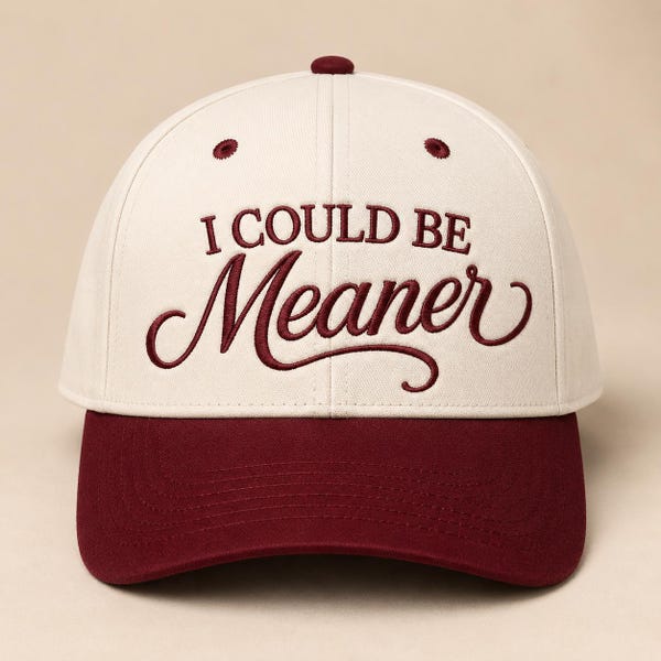 I Could Be Meaner Embroidery Design PES DST EXP jef vp3 File, Funny Sarcastic Hat Embroidery Pattern