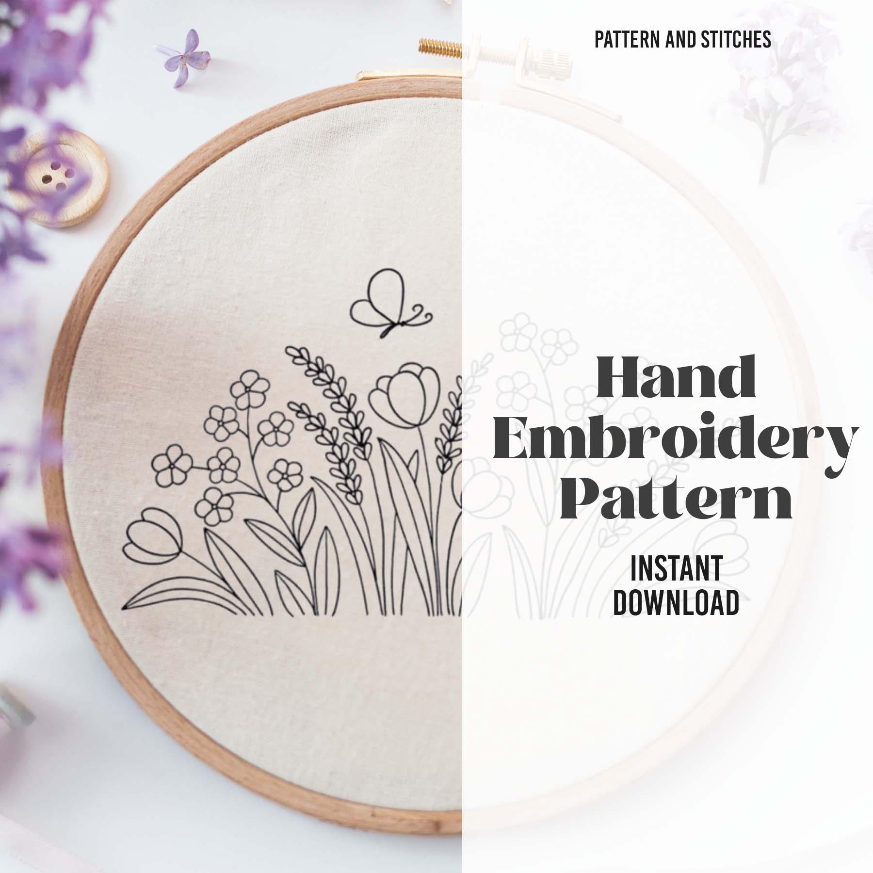 Spring Tulip Hand Embroidery Pattern, Tulip Flowers Embroidery PDF ...