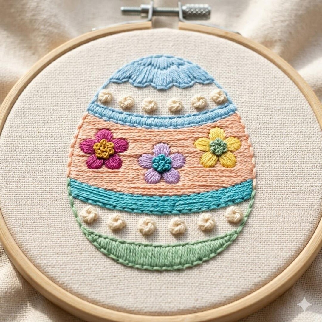 Floral Egg Hand Embroidery Pattern, Easter Egg Embroidery Design PDF ...