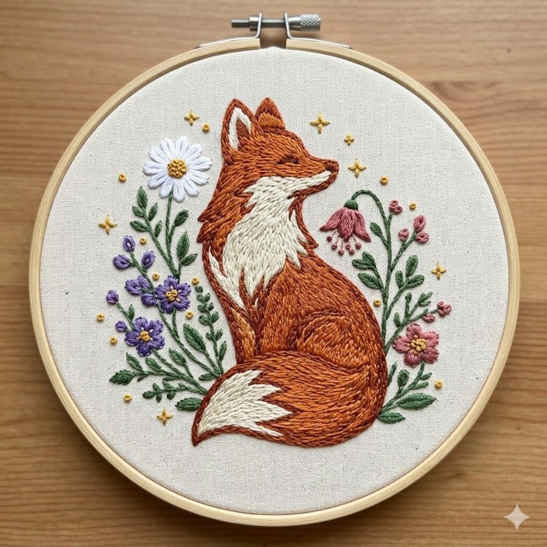 Woodland Fox Embroidery Pattern PDF | Wildflower and Fox Hand ...