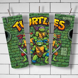 turtles tumbler png wrap, ninja turtles cartoon design file, sublimation wrap for 20oz tumbler, digital download cartoon png, retro 90s tumbler design, kids gift tumbler wrap, colorful turtle characters png, tmnt inspired tumbler design, printable sublimation wrap file, high resolution cartoon png, instant download tumbler file, creative cartoon wrap design, ninja turtle themed png, fun kids tumbler sublimation, digital artwork for crafting, 20oz skinny tumbler template, nostalgic cartoon tumble