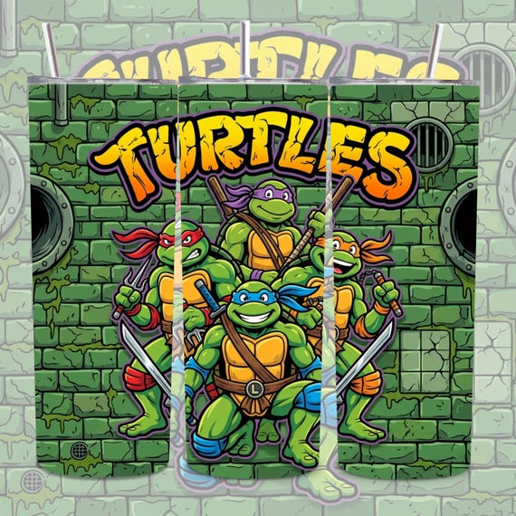 Turtle Cartoon Tumbler Wrap PNG | 20oz Skinny Tumbler Design (Digital Download)