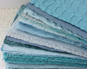 Blue Textured Handmade Paper for Collage - Acid-Free Recycled Art Paper
