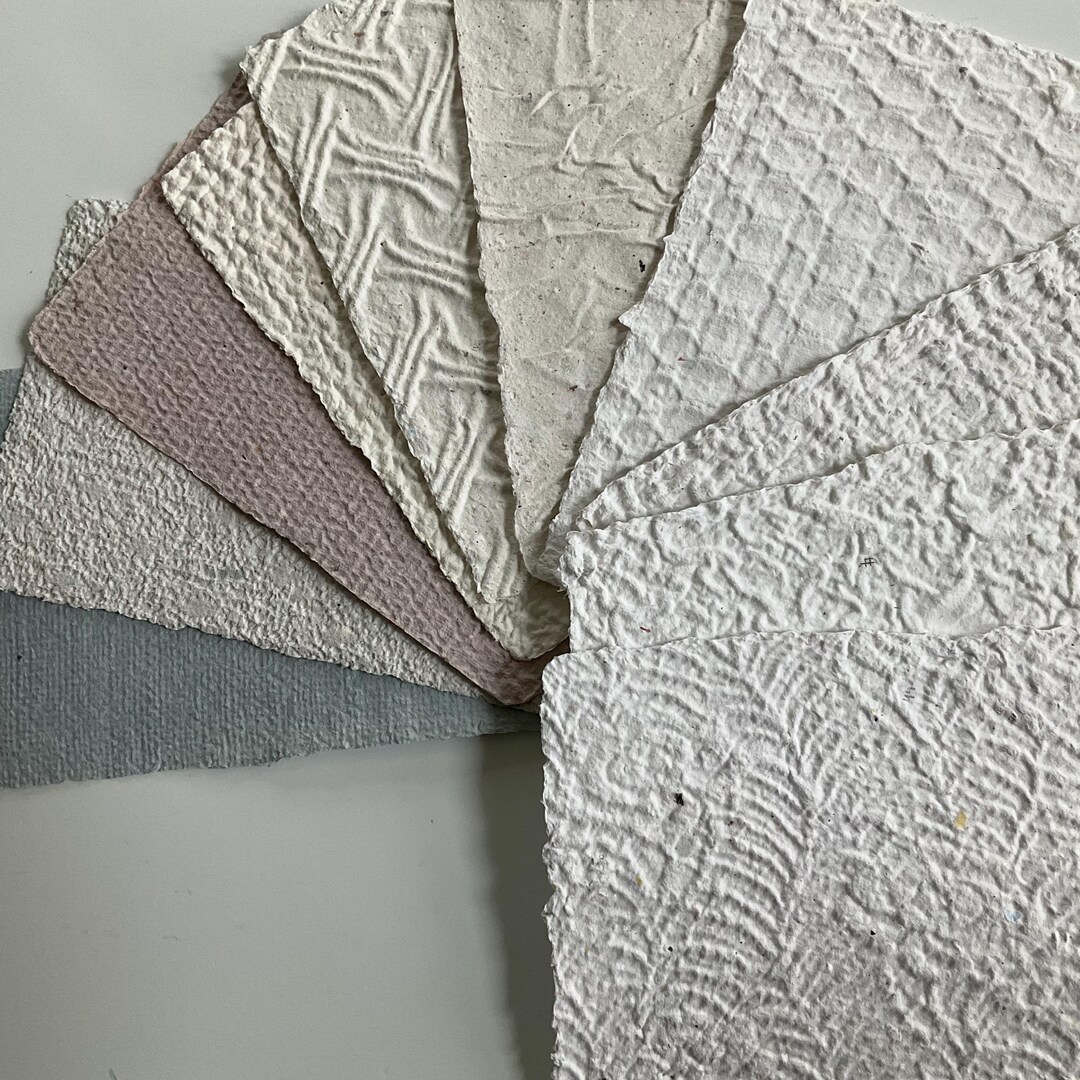 Textured Handmade Paper - Light Colors, Collage Art, Scrapbooking (10 ...