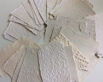 Handmade Paper - junk mail  Wabi Sabi - “seconds” - grab bag - textured  - deckle edges - 5 1/2" X 8 1/2"