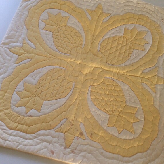 Hawaiian Quilt Pillow Cover Pineapple Pattern Hand Etsy