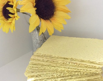 Handmade paper - Yellow  - Pick the Amount - recycled junk mail - textured