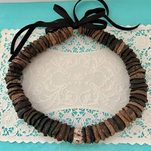 Kukui Nut Lei: Half Shells with Whole Nut Center, Surf Tumbled
