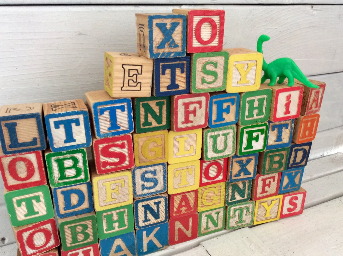 Wooden Blocks 46 ABC Blocks alphabet blocks toddler toys Etsy