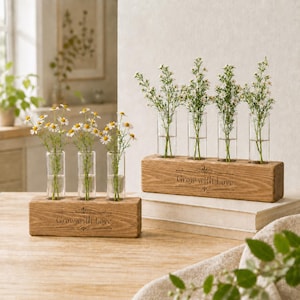 Wooden Plant Stand, Tube Vase Holder, Pustic Plant Cutting Hooder, Hydroponic Indoor Decor, Nature Gift Idea