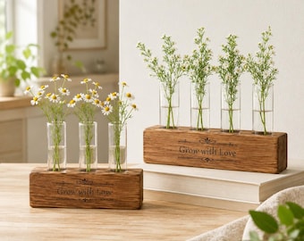 木製植物スタンド、チューブ型花瓶ホルダー、プラスチック製植物挿し木カバー、水耕栽培用室内装飾、自然をテーマにしたギフトアイデア