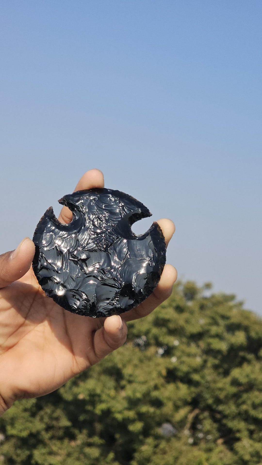 Black Obsidian Handcrafted Sun Disc- Tree of Life Chakra Healing Stone ...