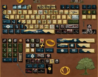 Middle-earth Map PBT Keycap Set – LOTR Themed Thermal Sublimation Keycaps for Mechanical Keyboards