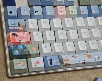 Ghibli Hayao Miyazaki 143 Keycap Set | PBT Dye-Sublimation Keycaps for Mechanical Keyboard | Anime Cute Keycaps