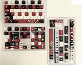 Alice in Wonderland Keycap Set, Piano Keys, Retro Keycap