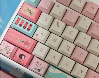 Anime Studio Ghibli Custom Keycaps for Mechanical Keyboard  | Spirited Away  158 PBT Keycaps