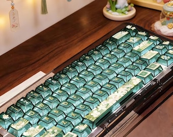 Floral Whisper PBT Keycaps – Your Desk’s New Blooming Obsession，Transform Your Keyboard into a Garden