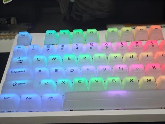 Frosted Clear Jelly Keycaps | Semi-Transparent PBT Keycap Set | Cherry Authentic Height | 115 keycaps