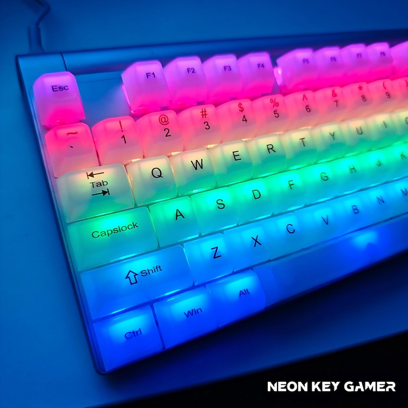 Frosted Clear Jelly Keycaps | Semi-Transparent PBT Keycap Set | Cherry Authentic Height | 115 keycaps image 2