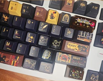 Vintage Magic Theme Keycap Set | Black Cat Keycaps