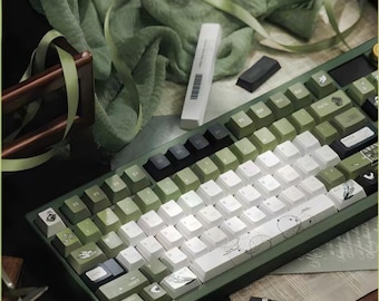 White Bird Post Office Keycaps - 138-Key PBT Material, Cherry MX Height, Rustic Aesthetics, Nature-Themed Keyboard Accessory