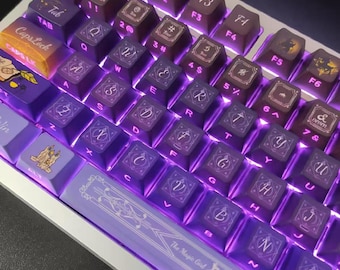 Magical Girl Halloween Witch Keycaps | Purple & Black Cherry Height PBT Keycap Set  |  134keys