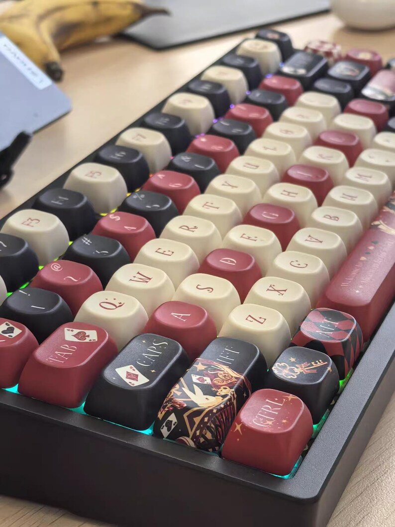 Alice in Wonderland Themed Keycap Set, Piano Keys, Retro MOA Keycaps ...