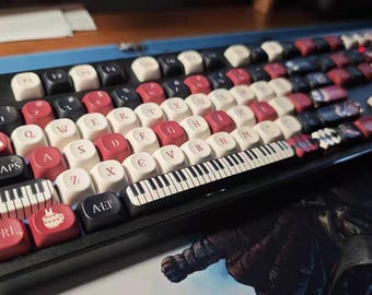 Alice in Wonderland themed keycap set, piano keys, Retro MOA keycaps, 137 keys