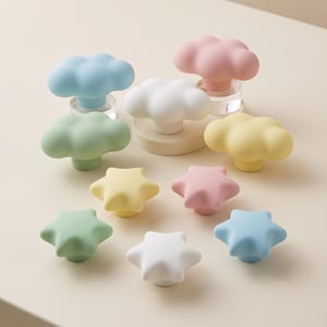 Cloud Star Cabinet Knobs and Drawer Pulls, Cute Furniture Hardware for Kitchen Cabinets, Kids Room Decor, Dresser Drawers and Home Upgrade