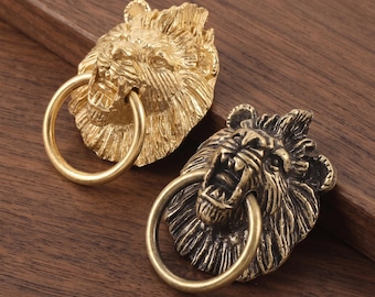 Lion Head Drawer Pulls, Vintage Ring Cabinet Handles, Gothic Dresser Handles, Decorative Cupboard Hardware, Animal Furniture Door Pulls