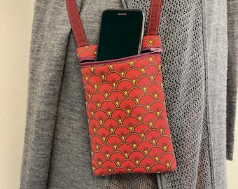 Sac bandoulière pour téléphone portable, pochette téléphone en tissu Burlington Vintage, pochette iPhone mains libres avec fermeture éclaire