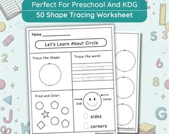 Shape Tracing Worksheets, Preschool Math Printables, Kindergarten Geometry Activities, Fine Motor Practice, Homeschool Learning