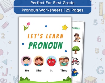 Folhas de exercícios de gramática para o primeiro ano - Atividades de gramática para o jardim de infância - Prática de pronomes - Classes gramaticais - Materiais para imprimir para ensino domiciliar