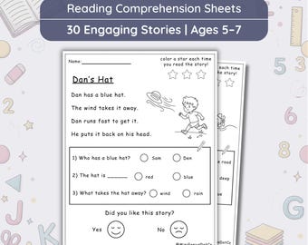 Kindergarten At Home Reading Worksheets - First Grade Comprehension Passages - Homeschool Classroom Tutoring