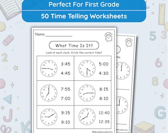 Telling Time Worksheets, First Grade Math, Clock Reading Practice, Analog Digital Clock, Homeschool Printables