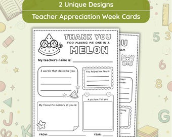 Teacher Appreciation Week Card, Kindergarten Preschool, Printable Thank You Teacher Gift, End Of Year