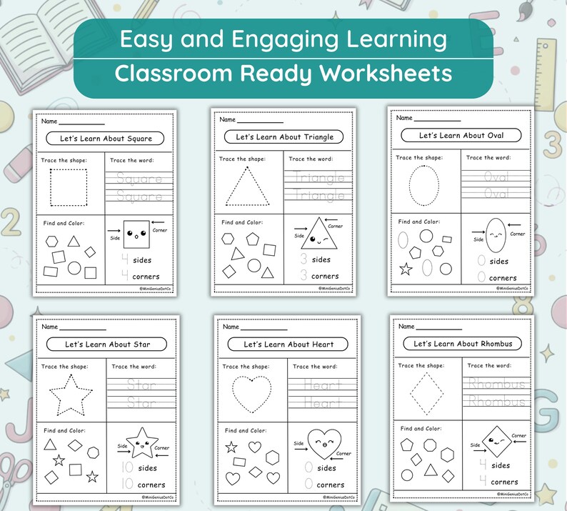 Shape Tracing Worksheets, Preschool Math Printables, Kindergarten ...