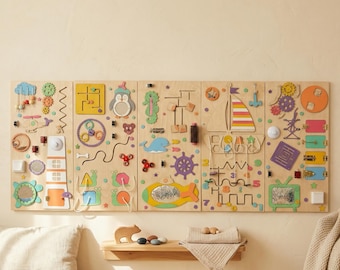 Set di pannelli interattivi Montessori, grandi pannelli da parete per attività per bambini piccoli, ideali per la scuola, gli angoli, le sale giochi, pannelli interattivi per bambini dai 6 mesi, pannelli interattivi per la scuola materna