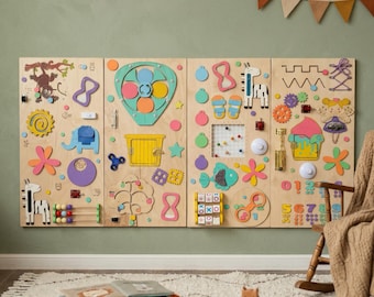 Grande set di attività Montessori 18 in 1, pannello di attività da parete per bambini piccoli 50x75, giocattolo sensoriale in legno per casa, aula e asilo nido.