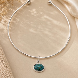 Silver Turquoise Choker Necklace | Open Collar Necklace