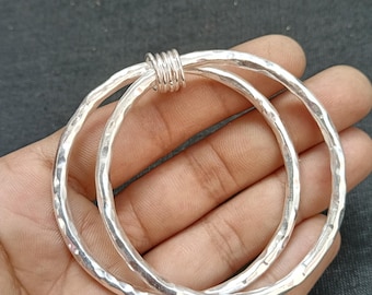 Classic Hammered Sterling Silver Bangles | Handmade Stackable Silver Bracelet, Boho Jewelry