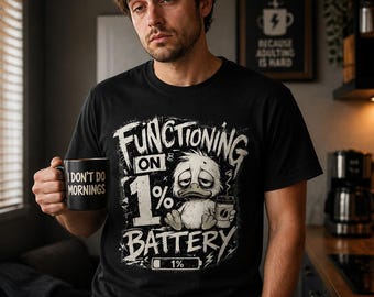 Camiseta divertida de pato con batería baja, meme de batería baja, camiseta gráfica de pato cansado