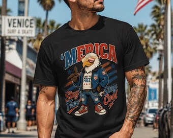 Diseño de camiseta patriótica Merica Eagle PNG Mantente libre Mantente fresco
