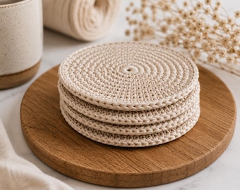 Boho Crochet Coaster Pattern PDF | Round Cotton Mug Rug Tutorial