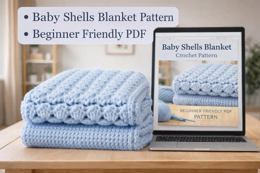 Shell Stitch Crochet Blanket Pattern – Easy Beginner Nursery Throw (PDF ...
