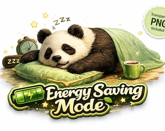 Energy Saving Mode Panda PNG Funny Sleepy Panda Shirt Design