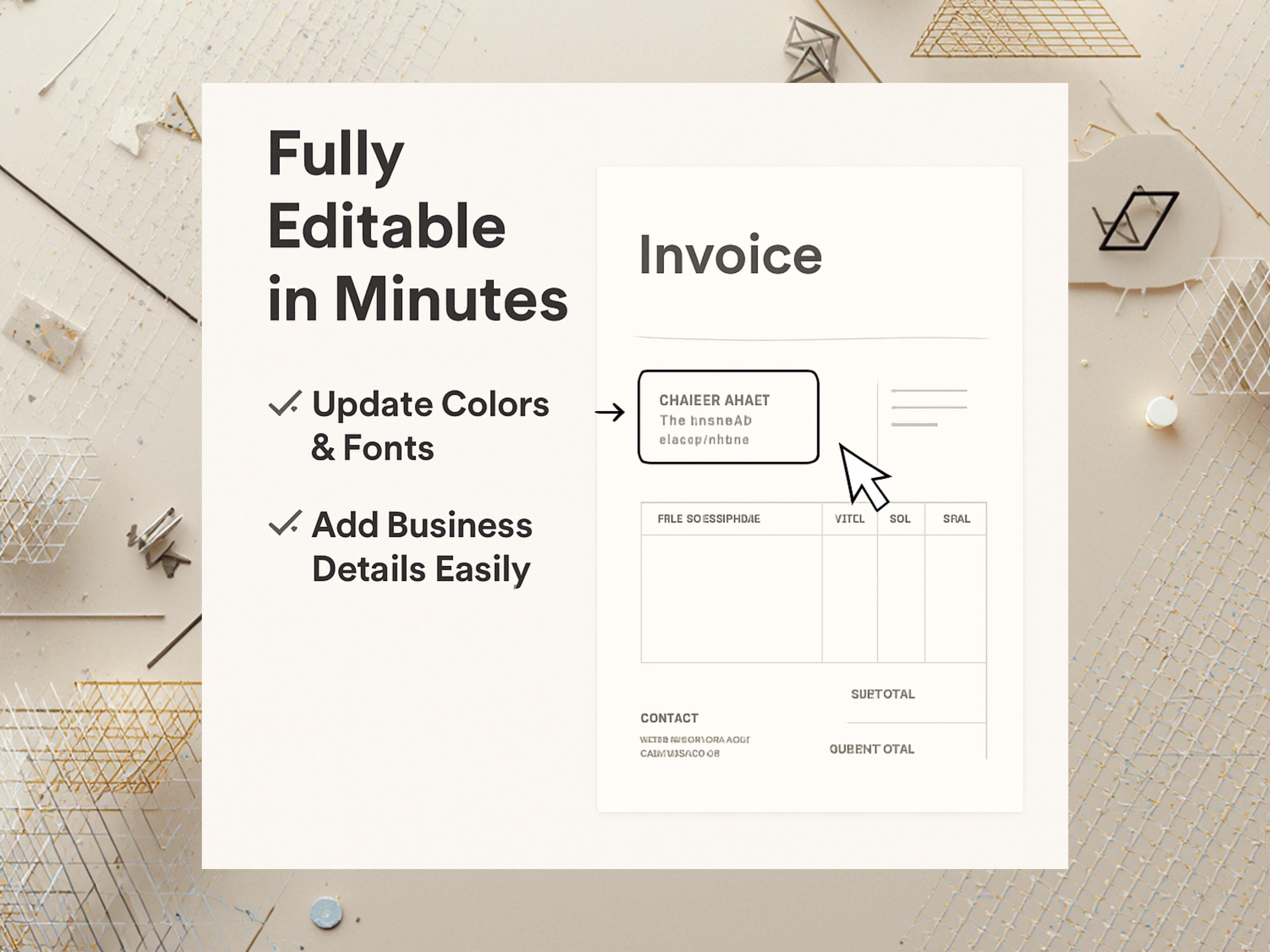 Editable Invoice Template for Google Docs, MS Word & Excel – Small ...