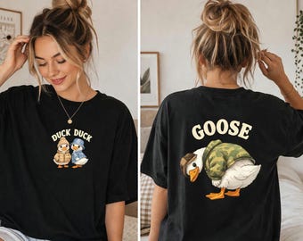 Diseño de camiseta PNG de animales lindos: Pato de frente, ganso de espalda