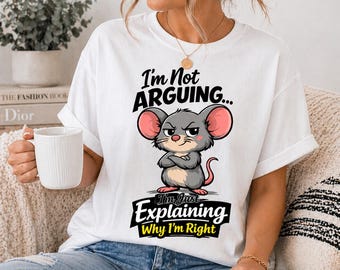 Diseño de camiseta con cita sarcástica de ratón divertido en formato PNG: "No voy a discutir" (descarga gratuita)